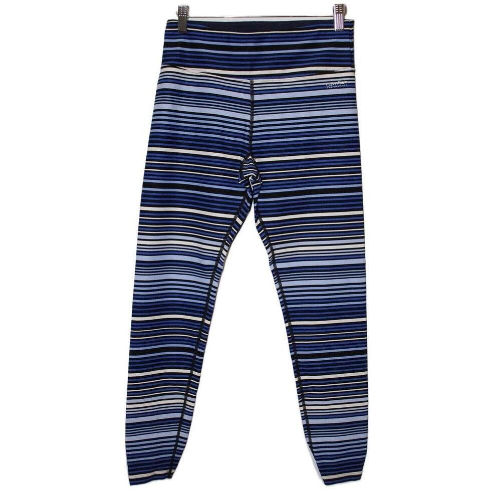 Womens Calvin Klein Performance Journey Stripe Full Length Leggings Blue Size M